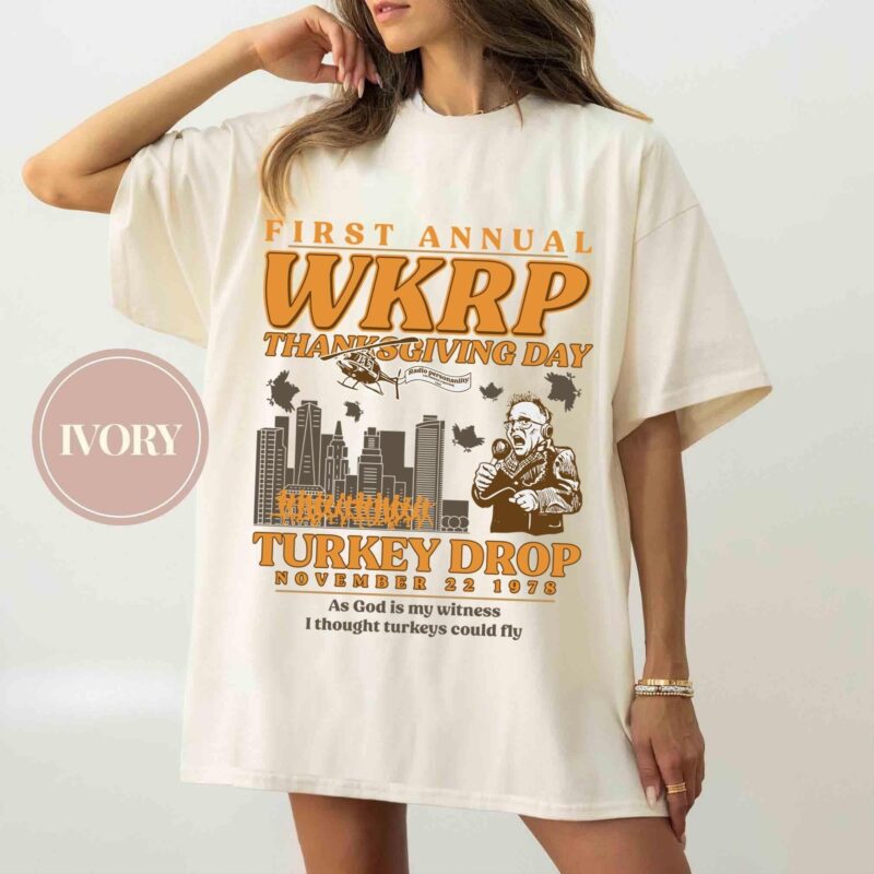 Comfort Colors Funny Thanksgiving Wkrp Turkey Drop T-Shirt, Sweatshirt, Hoodie - First Annual Wkrp Thanksgiving Day Cincinnati Oh Shirts