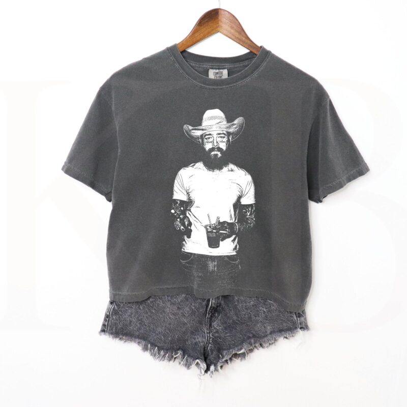 Cowboy Post Cropped Tee - F 1 Trillion Country Shirt, Malone Shirt, Western Graphic Tee, Concert Shirt, Festival Shirt, Had Some Help, Posty