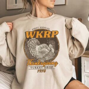 First Annual Thanksgiving Day Turkey Sweatshirt, Wkrp In Cincinnati Sweater, Happy Thanksgiving Gift, Wkrp Turkey Drop Shirt