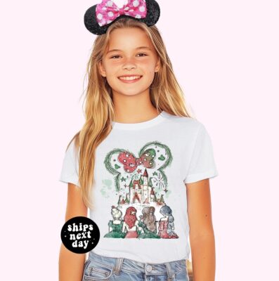 Kids Christmas Shirt Disney Princess Castle Christmas Shirt Disney Trip Comfort Colors® Tee Princess Christmas Tee Disneyland Vacation Shirt