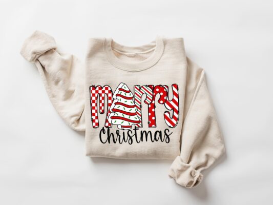 Merry Christmas Sweatshirt, Christmas Tree Cake Shirt, Christmas Cake Sweatshirt, Christmas Crewneck, Christmas Shirt For Women, Xmas Tshirt