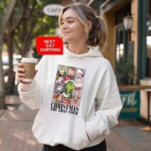 Merry Christmas Tour Sweatshirt, Christmas Eras Tour Green Hand Shirt, Christmas Movie Characters Shirt, Family Christmas Shirt, Retro Xmas