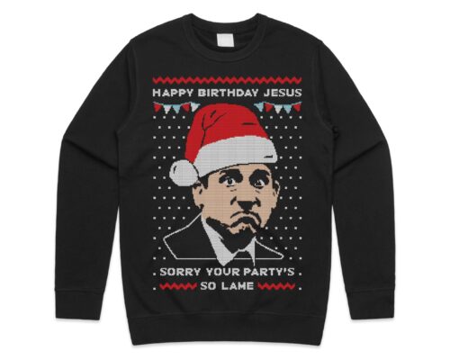 Michael Scott Christmas Jumper Sweater Sweatshirt Us Office Happy Birthday Jesus Xmas Funny