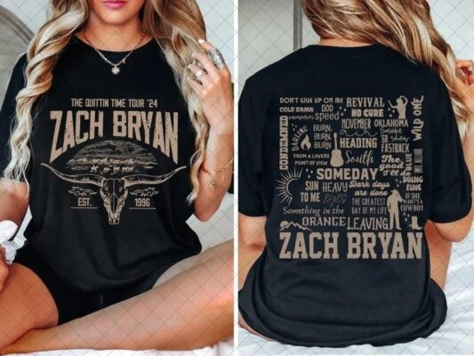 Quittin' Time Tour Zach Bryan 2024 Tour Hoodie S-5xl, Sweatshirt, Country Music, Concert Merch