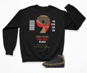 Sneaker Label Jordan 9 Olive Sneaker Matching Sweatshirt Red