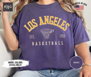 Unisex Los Angeles Basketball Shirt, Retro Laker Basketball Shirt, Los Angeles Basketball Apparel, Los Angeles Sports Apparel Laker Fan Gift