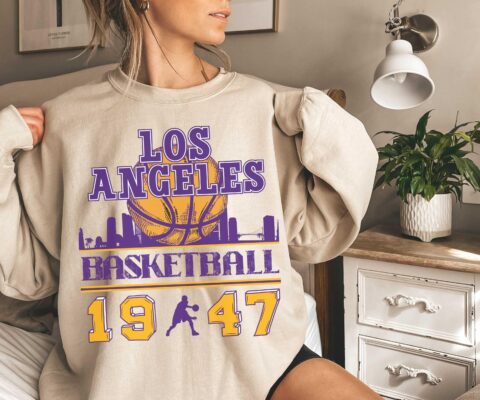 Vintage La Basketball Sweatshirt, Retro Los Angeles Basketball Sweatshirt, La Crewneck Cute, Los Angeles Sweater Retro, Women La Shirt