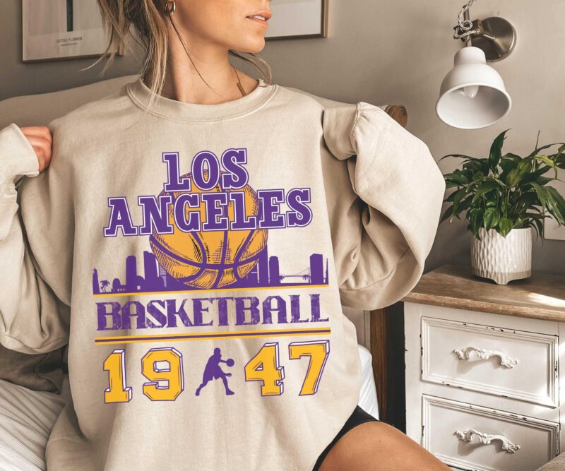 Vintage La Basketball Sweatshirt, Retro Los Angeles Basketball Sweatshirt, La Crewneck Cute, Los Angeles Sweater Retro, Women La Shirt