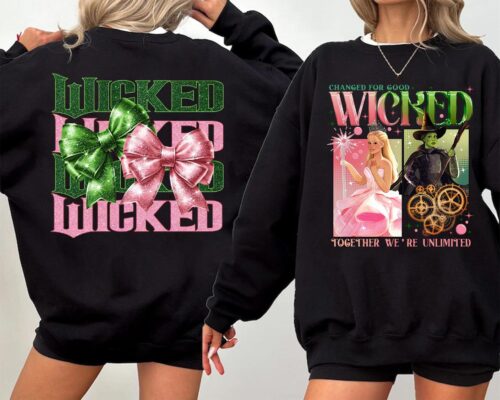 Wicked Change For Good Glitter Shirt | Defy Gravity Broomstick Magic Wand Shirt | Wizard Of Oz Movie Shirt | Witch Pink And Green Shirt,