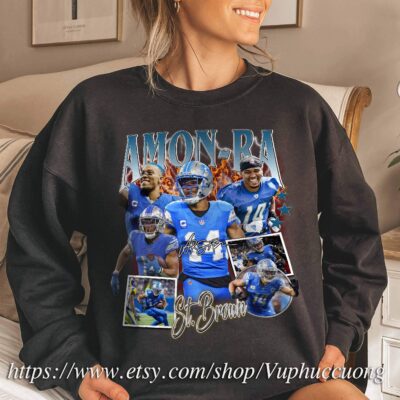 Amon-Ra St. Brown Vintage 90s Graphic Style Sweatshirt