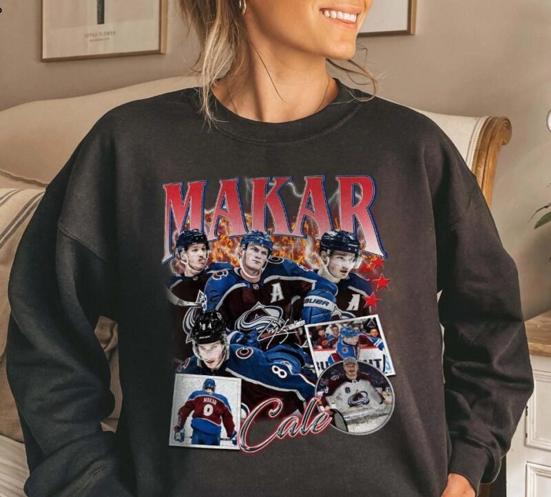 Cale Makar Vintage Washed Sweatshirt, Bootleg Retro 90'S Fans Sweatshirt