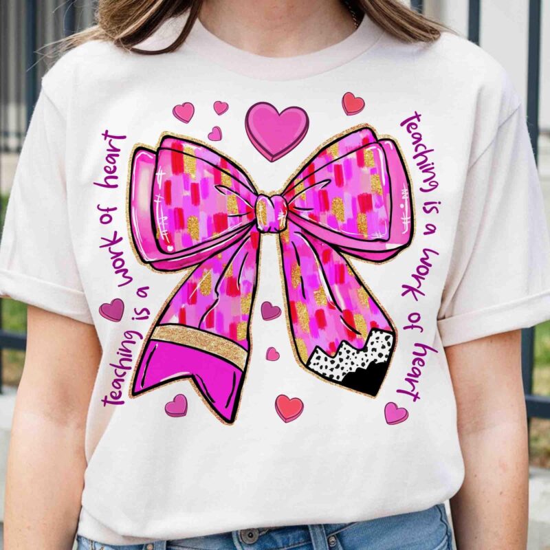 Comfort Colors Teacher Valentine Coquette Bow Shirt