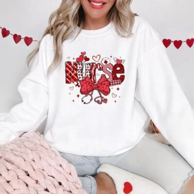 Coquette Bow Nurse Valentine Sweater