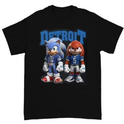 Detroit Lions Sonic And Knuckles T-shirt, Gibbs And Montgomery Crewneck