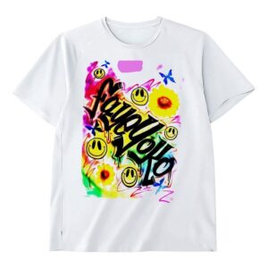 Fayeyoko Smile Icon Butterfly Flower Paint Shirt