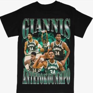 Giannis Antetokounmpo Milwaukee Bucks NBA Basketball Crew Shirt