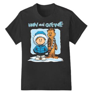 Han and Chewie X Calvin and Hobbes freezing on hoth shirt