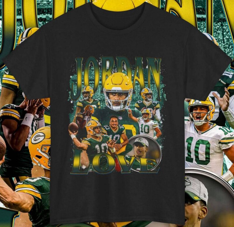 Jordan Love Shirt Graphic T-shirt, Vintage Green Bay Packers Nfl Merch