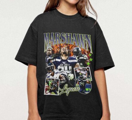 Marshawn Lynch 90s Vintage Bootleg Style T-Shirt