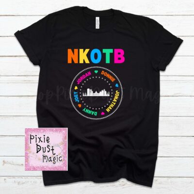 Nkotb Concert Replica Neon Names Faux Bling Summer Magic Tour 2024 T-Shirt