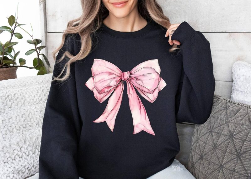 Pink Bow Coquette Soft Girl Era Sweatshirt