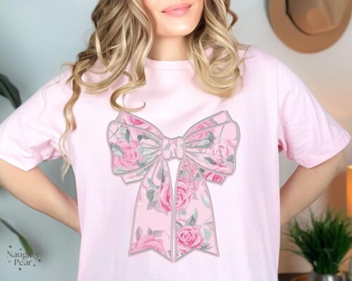 Pink Coquette Flower Bow Shirt