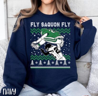 Saquon Barkley Jump Hurdle Backwards Ugly Christmas Sweatshirt