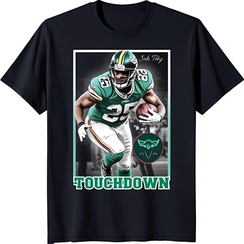 Saquon Barkley Touchdown Black T-Shirt Player Design with Jersey