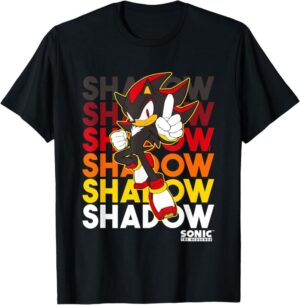 Sonic The Hedgehog Shadow Stacked Text Shirt