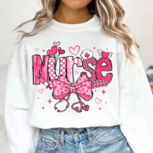 Valentine Nurse Coquette Bow Shirt