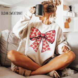 Valentine's Day Heart Coquette Bow Sweatshirt