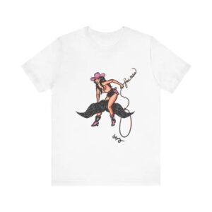 Cowgirl Cowboy Rodeo Mustache Pinup Girl Tee Shirt