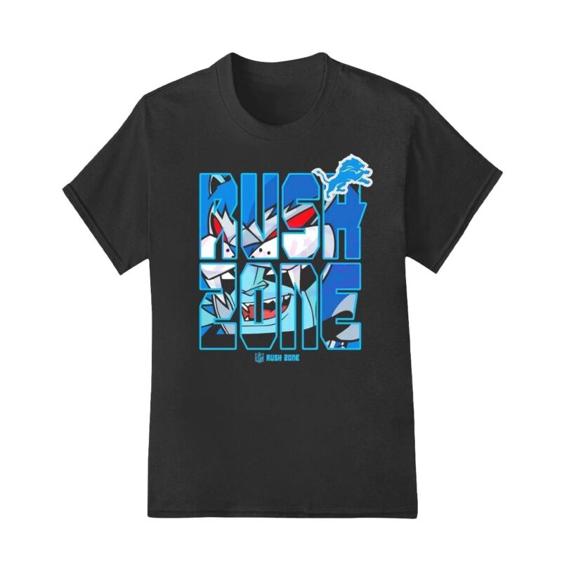 Detroit Lions NFL rush zone cartoon football logo shirt