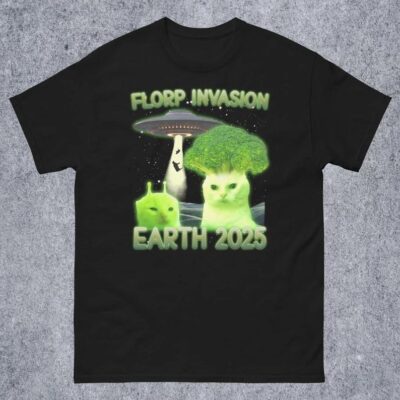 Florp Invasion Funny Alien Brainrot Cat Dank Shirt