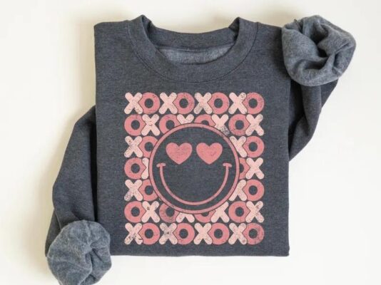 Retro Valentines XOXO Smiley Sweatshirt