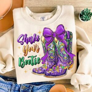 Shake Your Bootie Mardi Gras Cowboy Boot Shirt