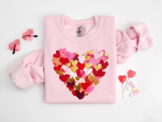 Valentine Day Heart Brushstroke Sweatshirt