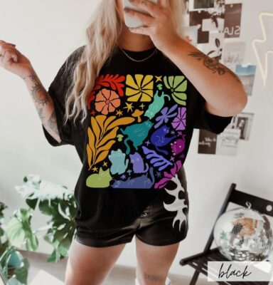 Boho Rainbow Cats Matisse Inspired Pride Cat Shirt 5 Boho Rainbow Cats Matisse Inspired Pride Cat Shirt