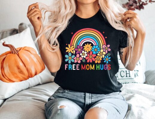 Free Mom Hugs Proud Mom Rainbow Gay Pride T-Shirt 4 Free Mom Hugs Proud Mom Rainbow Gay Pride T-Shirt
